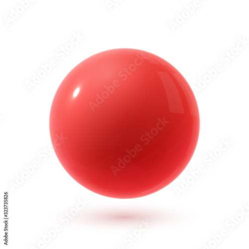 Realistic red glossy 3D sphere with reflection