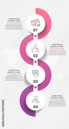Vector template circle infographics. Business concept with 4 options and parts. Four steps for content, flowchart, timeline, levels