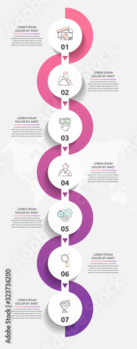 Vector template circle infographics. Business concept with 7 options and parts. Seven steps for content, flowchart, timeline, levels