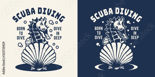 Monochrome scuba diving logo