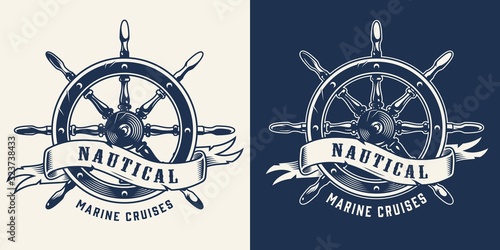 Vintage marine cruise monochrome emblem