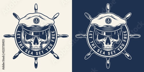 Monochrome nautical round print