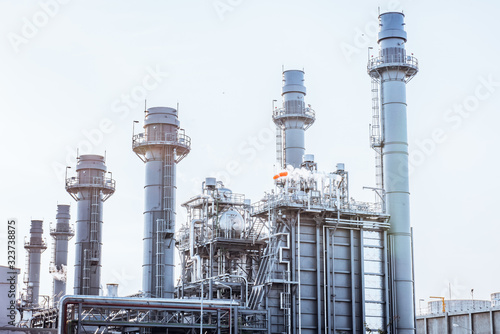 Glow light of petrochemical industry on sunset and Twilight sky ,Power plant,Energy power station area