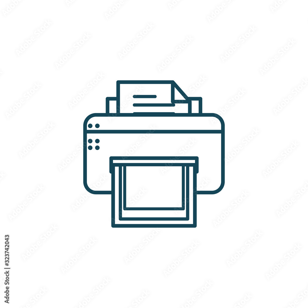 Isolated printer with data document line style icon vector design Isolated printer with data document line style icon vector design
