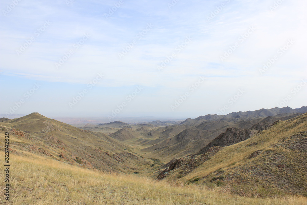 Young mountains in the steppes of Central Asia