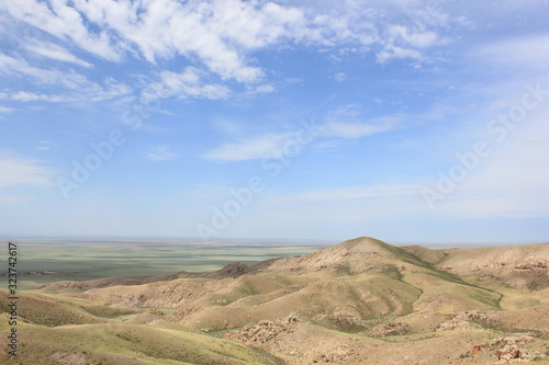 Young mountains in the steppes of Central Asia