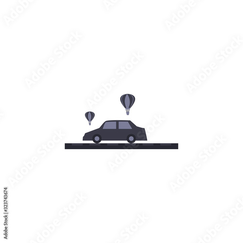 Isolated car vehicle and hot air balloons fill style icon vector design