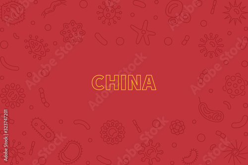 Viruses in China vector modern concept thin line illustration or frame
