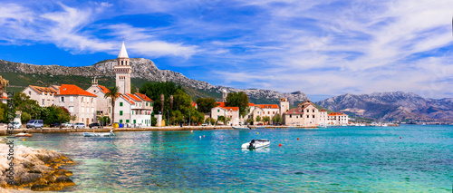 Fototapeta Naklejka Na Ścianę i Meble -  Travel in Croatia. Picturesque coastal town Kastela in Dalmatia