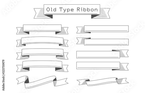 白黒のレトロ調のリボンのセット