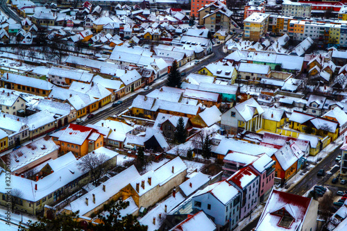 Aerial view of Rasnov city, Brasov. Romania. © Sulugiuc