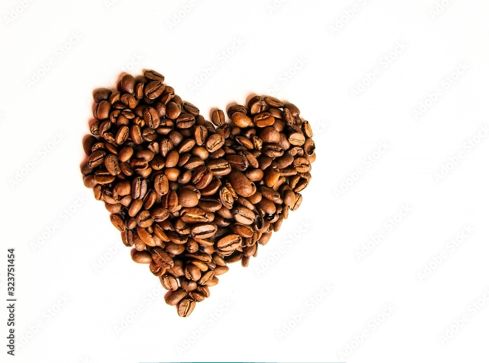 heart made of coffee beans isolated on white. Studio shot, Close-up of coffee bean on white background. Set of fresh roasted coffee beans. copy space. heart made of coffee beans isolated on white. Studio shot, Close-up of coffee bean on white background. Set of fresh roasted coffee beans. copy space.