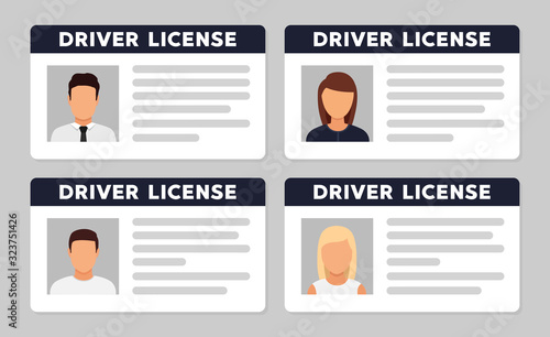 Driver license id with photo avatar icon
