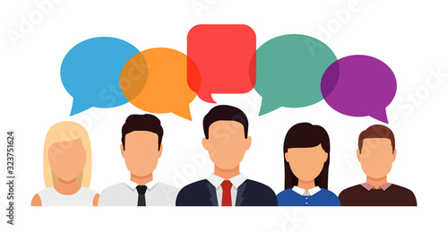 Social networks icon. People talking vector icon and speech bubbles