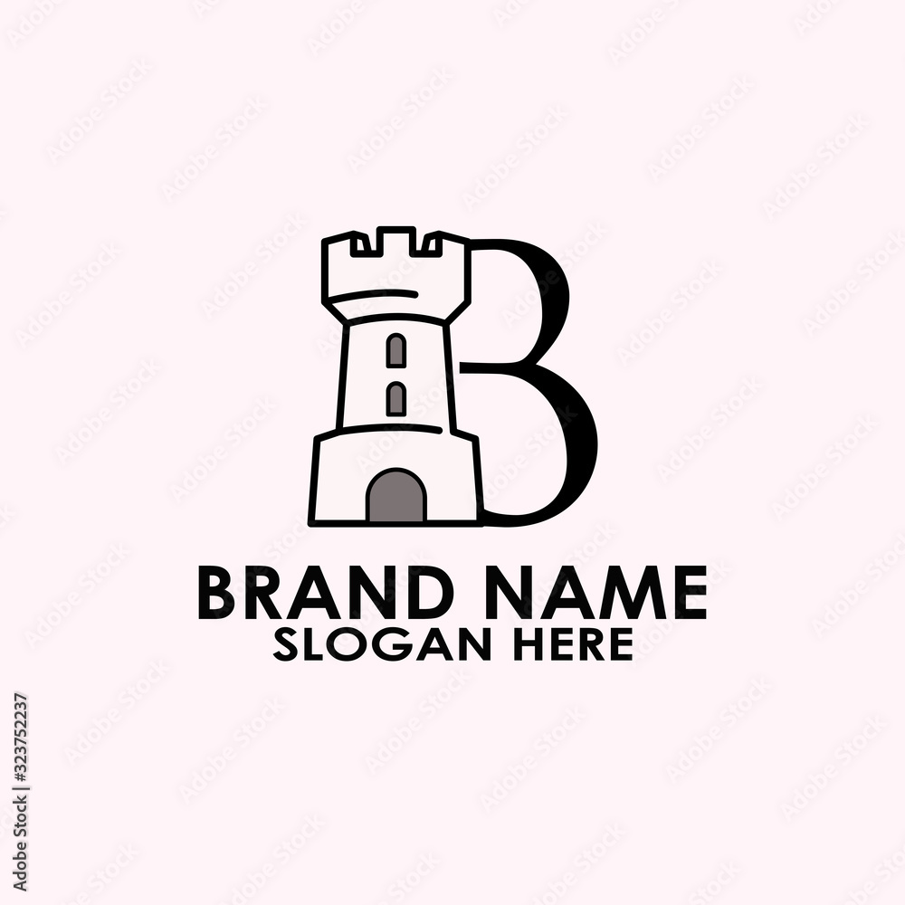 logo letter b with icon castle vector design logo letter b with icon castle vector design