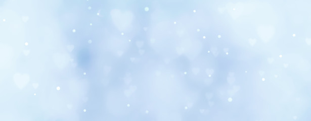 Abstract bokeh background banner with hearts - birthday, father's day, valentine's day panorama	