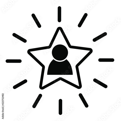 Employee of the month icon, talent award illustration, outstanding achievement sign, loyalty program logo,  first place winner symbol,reward for good work, successful person, accomplishment celebratio