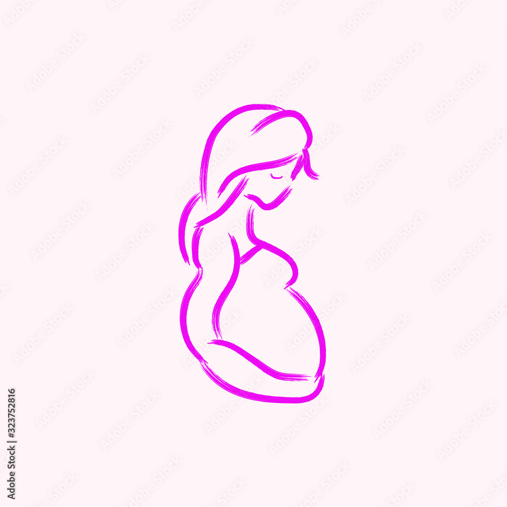 line pregnant mother brush vector design line pregnant mother brush vector design