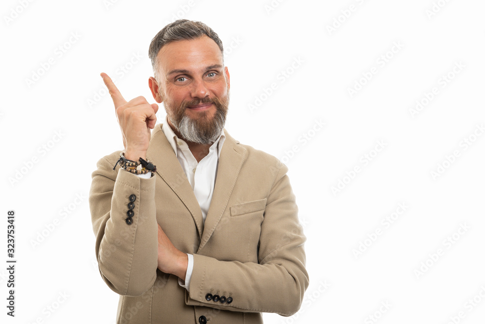 Portrait of man wearing smart casual clothes making good idea Portrait of man wearing smart casual clothes making good idea