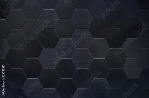 Black tiles texture hexagon
