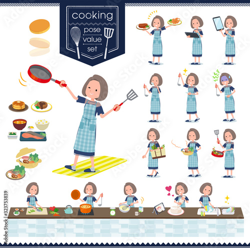 flat type Navy blue dress women_cooking