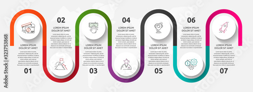 Vector template circle infographics. Business concept with 7 options and parts. Seven steps for content, flowchart, timeline, levels. Path step by step