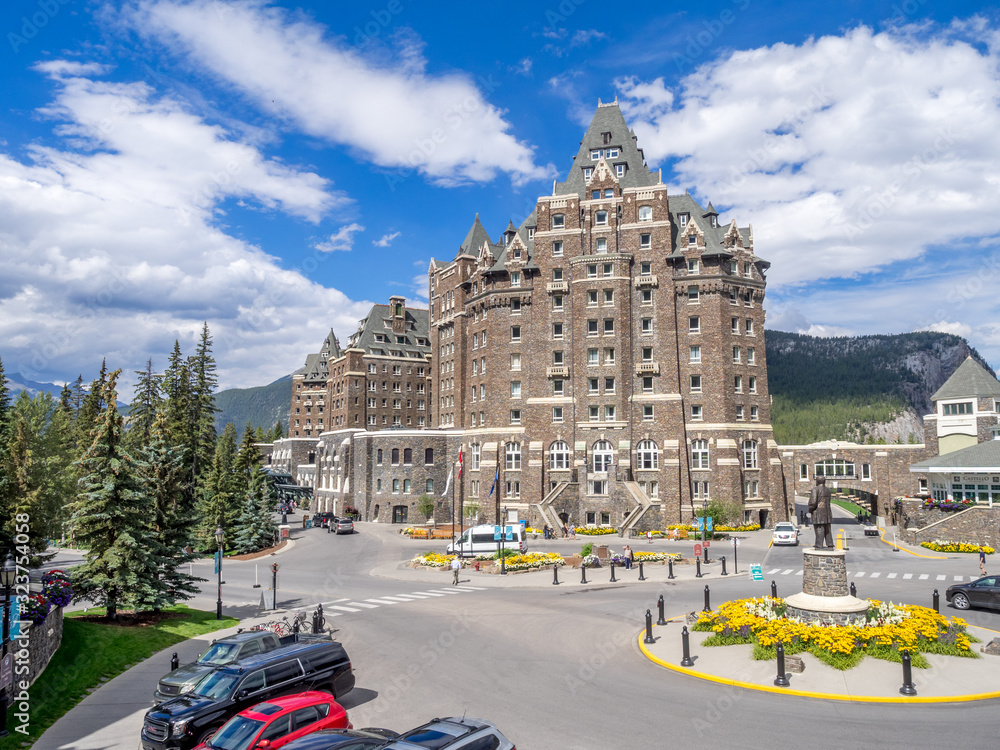 The Banff Springs Hotel on August 9, 2015 in the Canadian Rockies. The ...