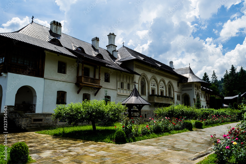 Fototapeta premium The Putna monastery is a Orthodox monastery, one of the most important cultural, religious and artistic centers established in medieval Moldavia, built and dedicated by Stephen the Great. 