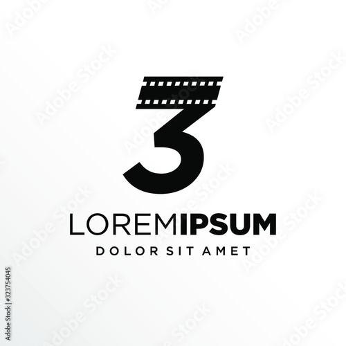 Initial Number 3 with Filmstrip Logo Design