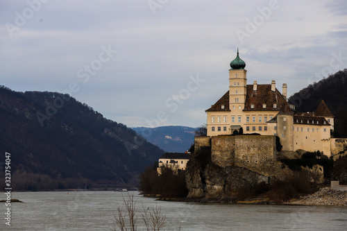 Fototapeta Naklejka Na Ścianę i Meble -  Great monastery between the mountains of Wachau valley, Schloss Schönbühel.