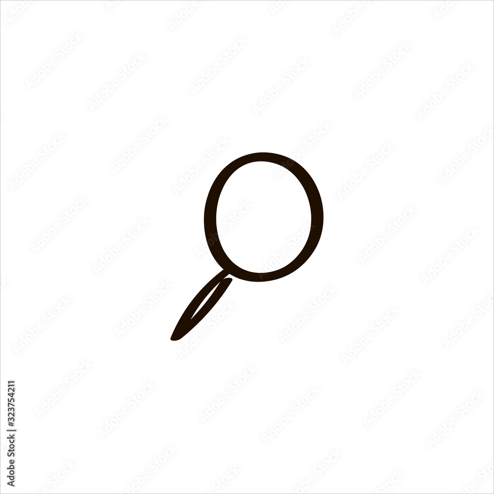 Icon sign with loupe for Specialization or Search section. Black hand draw doodle sketch can be used in greeting cards, posters, flyers, banners, logos, web design, CV etc. Vector illustration. EPS10 Icon sign with loupe for Specialization or Search section. Black hand draw doodle sketch can be used in greeting cards, posters, flyers, banners, logos, web design, CV etc. Vector illustration. EPS10