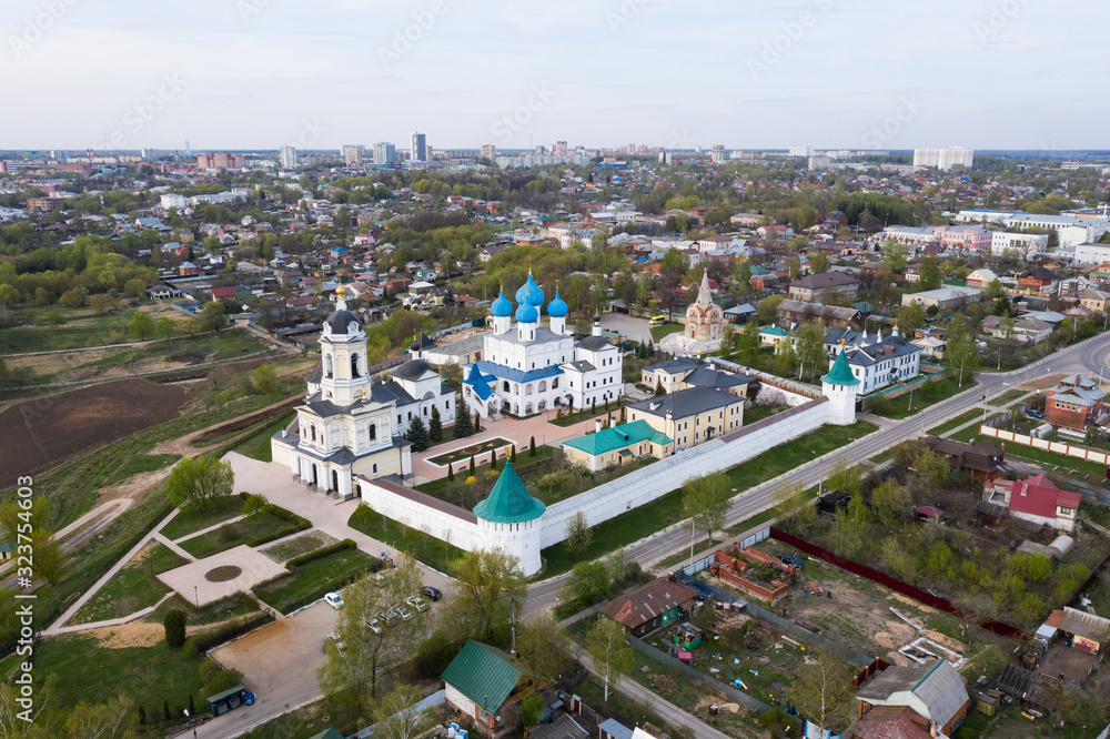 Above aerial view of Serpukhov's kremlin