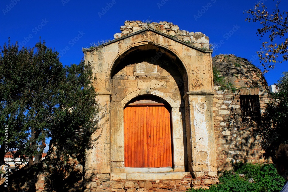 Athens, Greece - The Doorway or Gate of the Medrese, originally a Muslim theological school founded in 1721