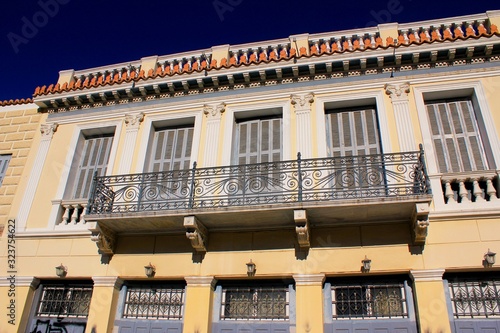 Front view of an old house in Athens, Greece