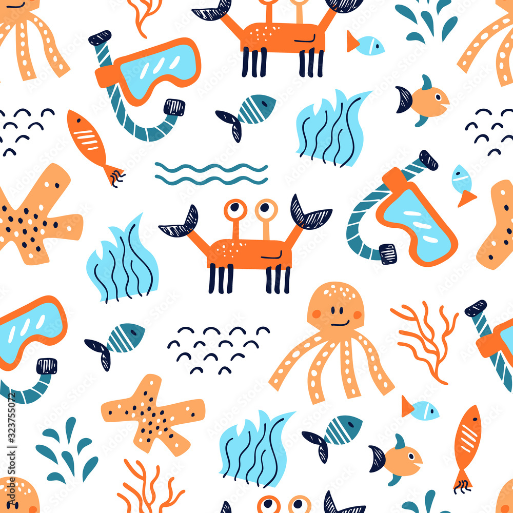 Sea life vector pattern Sea life vector pattern