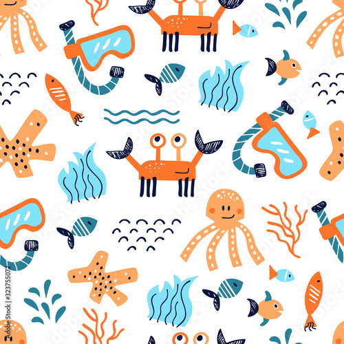 Photography Sea life vector pattern