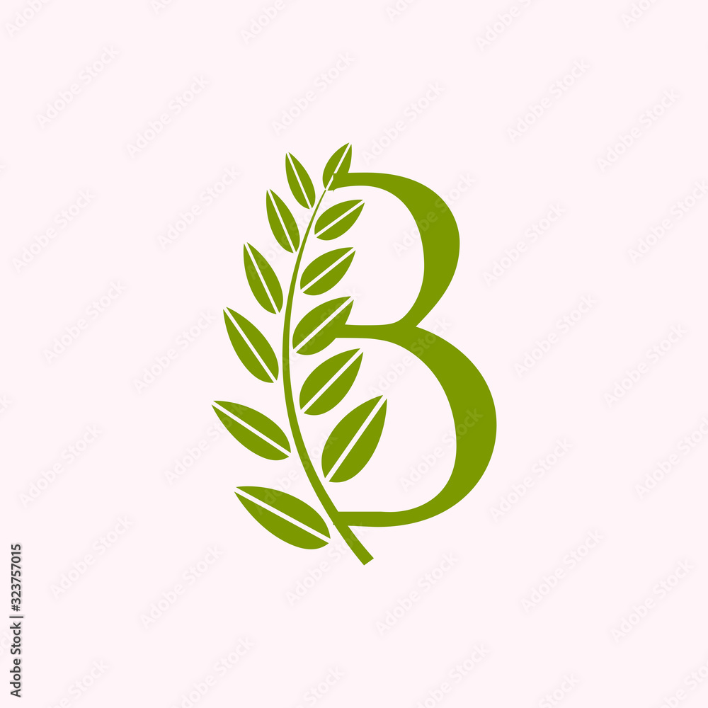 logo letter b with icon leaf vector design logo letter b with icon leaf vector design