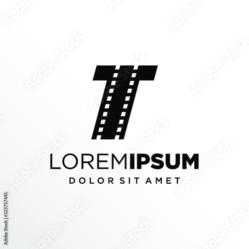 Initial Letter T with Filmstrip Logo Design