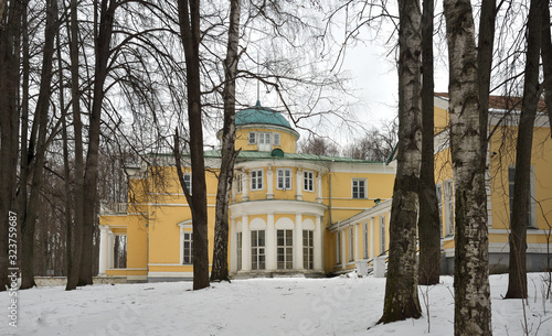 Main house  in palladian style of Brattsevo estate on Skhodna river of the North-Western administrative district of Moscow, Russia photo