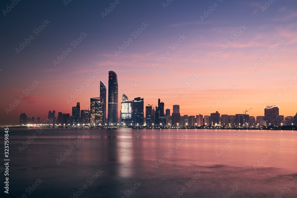 Cityscape Abu Dhabi at sunrise