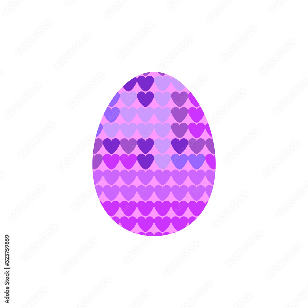 Easter egg decorated in hearts. Isolated on white background. pop-art style Easter egg decorated in hearts. Isolated on white background. pop-art style