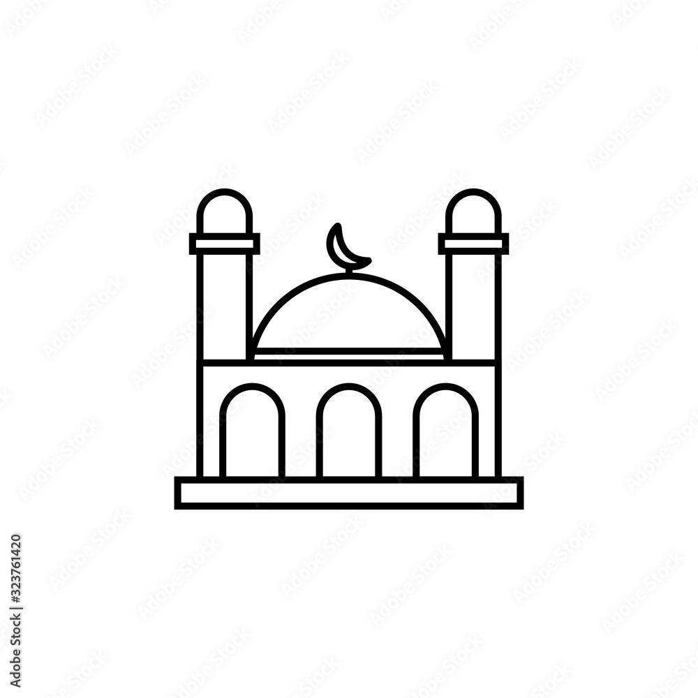 mosque line illustration icon on white background mosque line illustration icon on white background