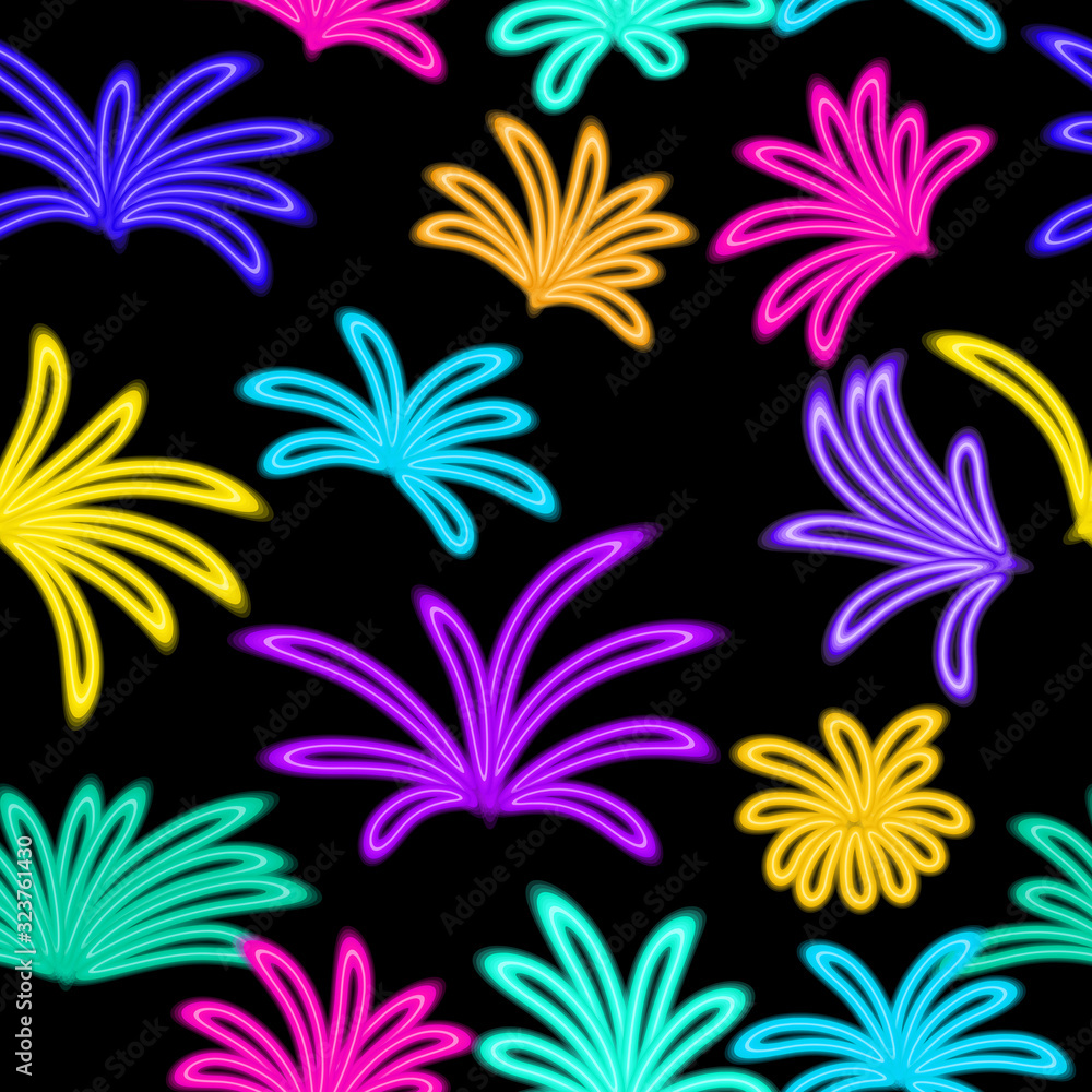 Neon abstract vector seamless pattern