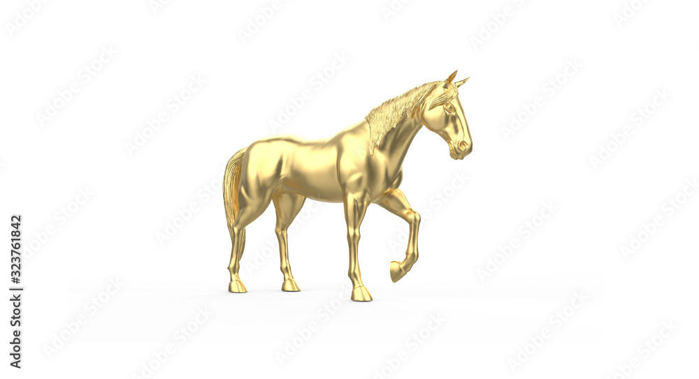 Fototapeta premium elegant and beautiful horse isolated on white background 3d illustration