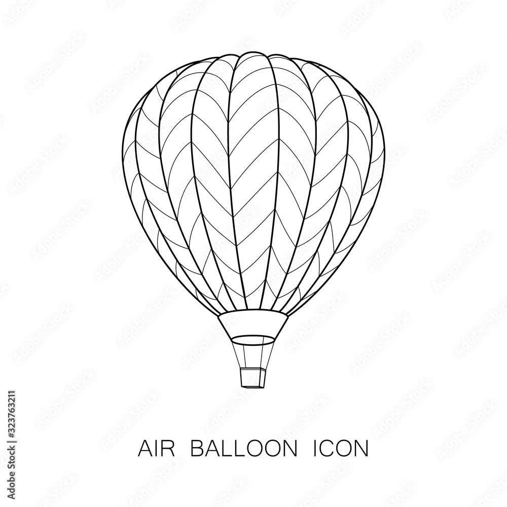 Air Balloon Simple Icon isolated on White Air Balloon Simple Icon isolated on White