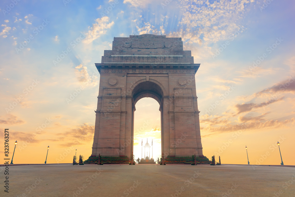 India Gate, famous landmark of New Dehli, no people