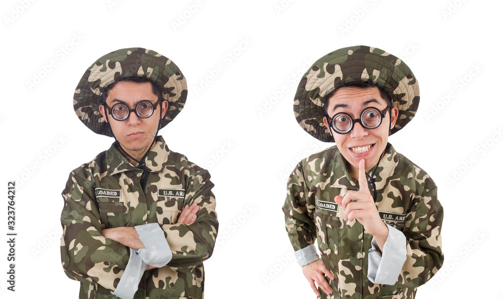 Funny soldier isolated on the white Funny soldier isolated on the white