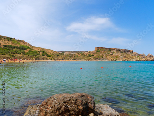 View of a beautiful bay from Ghajn Tuffieha beach. Riviera Beach