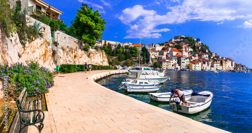 Fototapeta Naklejka Na Ścianę i Meble -  Beautiful places nd towns of Croatia - magnifiicent medieval coastal town Sibenik