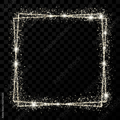 Silver shiny double square frame with light effects